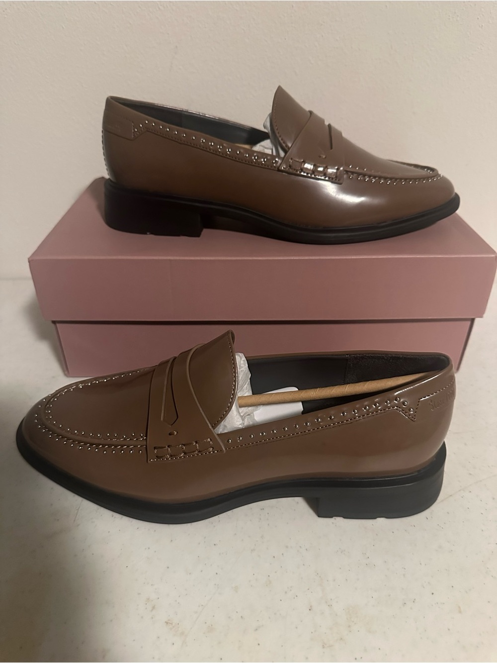 SARTO Franco Sarto Eden Studs Women’s 8.5 Brown Penny Loafers Shoes New